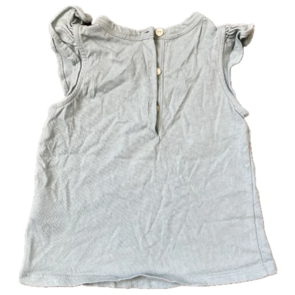 RALPH LAUREN Sleeveless Frilly Shirt Top Size 9 Months Blueish Gray